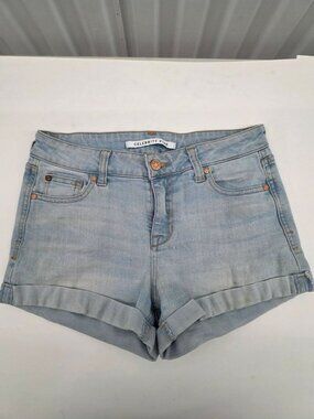 CELEBRITY PINK Women's Light Wash Blue Denim Shorts Cuffed Distressed